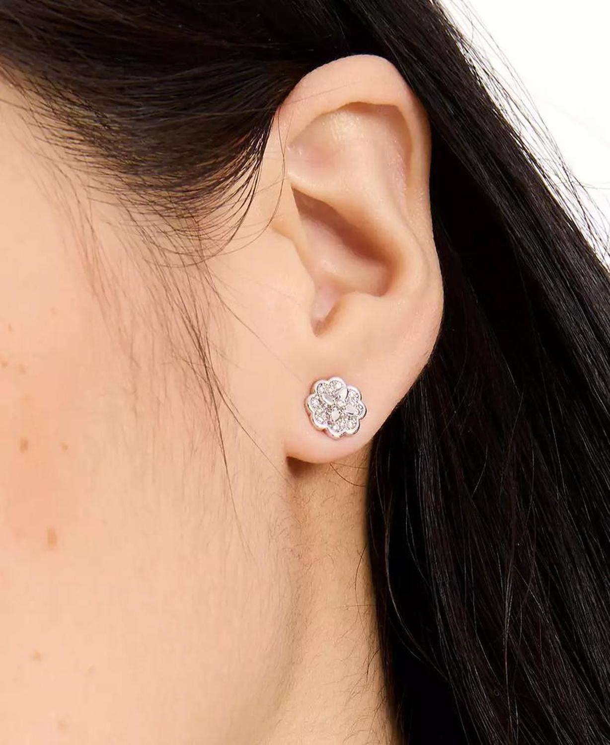 Silver-Tone Heritage Bloom Mini Stud Earrings