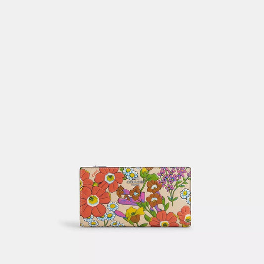 Coach Outlet Slim Zip Wallet With Floral Print
