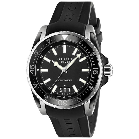 Men's Swiss Diver Black Rubber Strap Watch 45mm YA136204