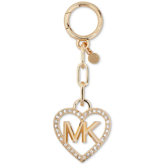 Charms Metal MK Heart Pave Key Charm