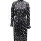 Marc Jacobs Turtleneck Printed Midi Dress in Black Silk
