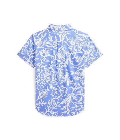 Sea-print Cotton Short Sleeve Shirt (Toddler/Little Kid)