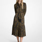 Paisley Print Satin Tie-Neck Midi Dress