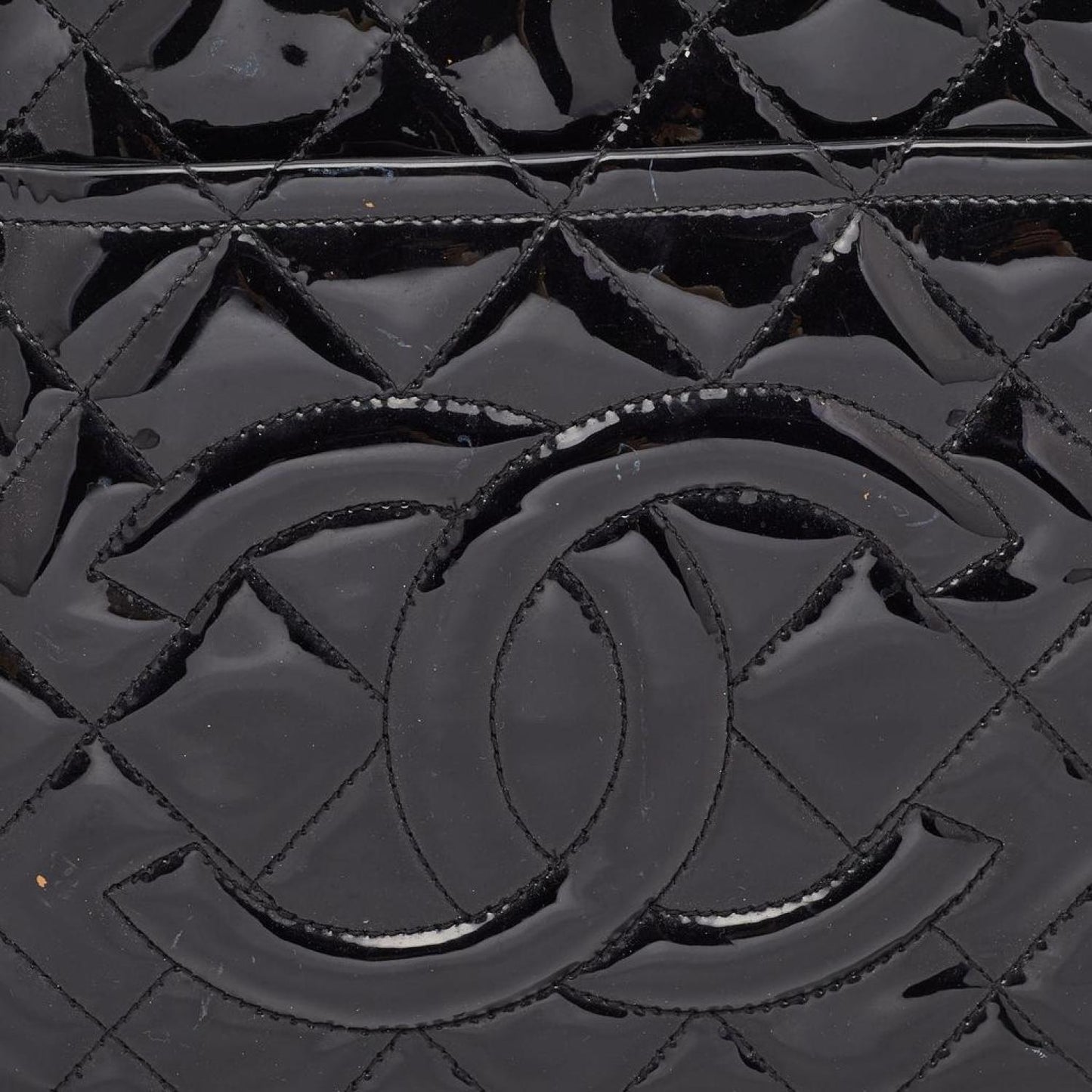 Chanel  Quilted Patent Leather Cc Timeless Tote