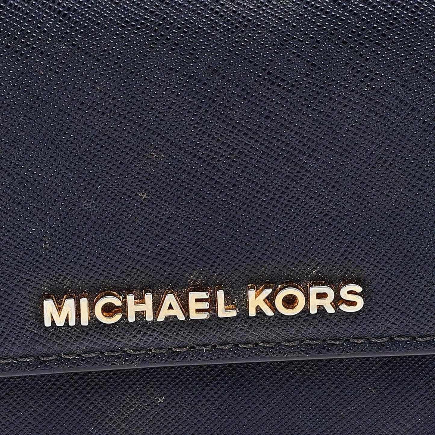 Michael Kors Navy Blue Saffiano Leather Jet Set Travel Flat Wallet..