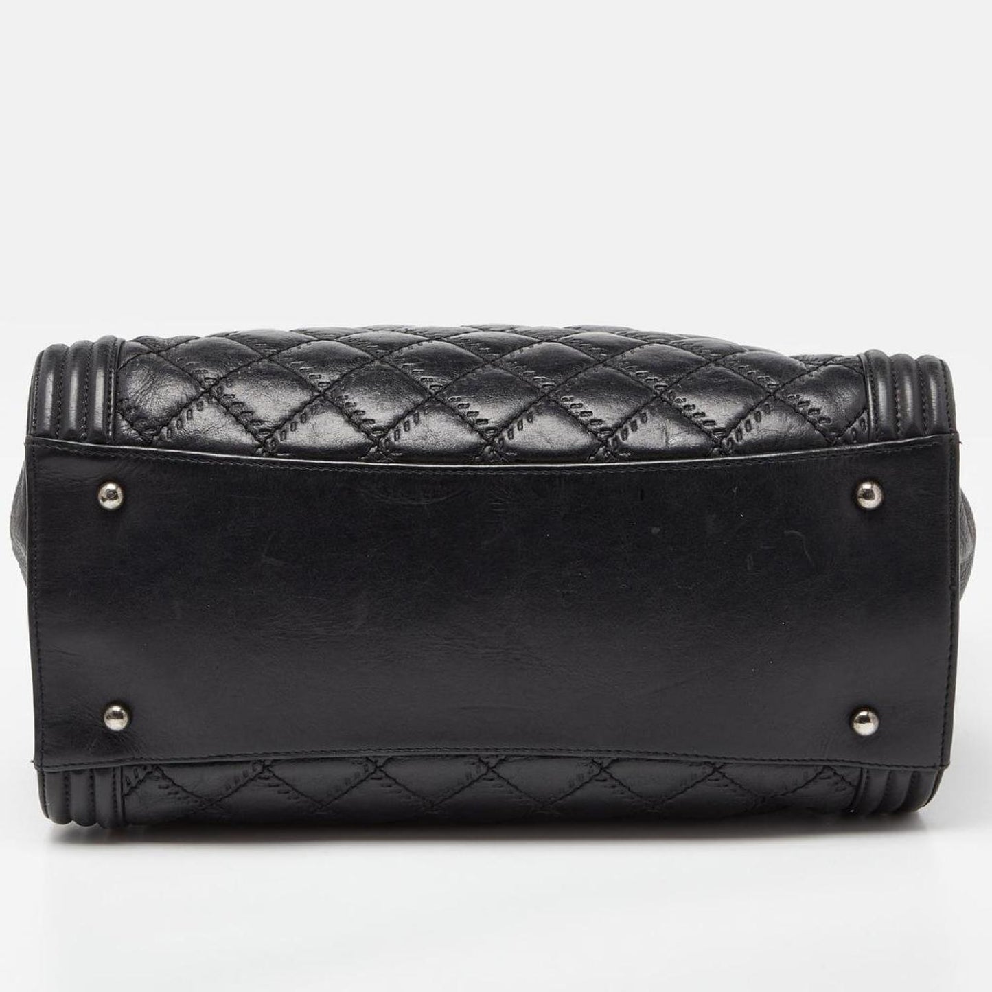 Chanel  Quilted Double Stitch Leather Boy Tote