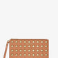 Jet Set Large Studded Pebbled Leather Wristlet