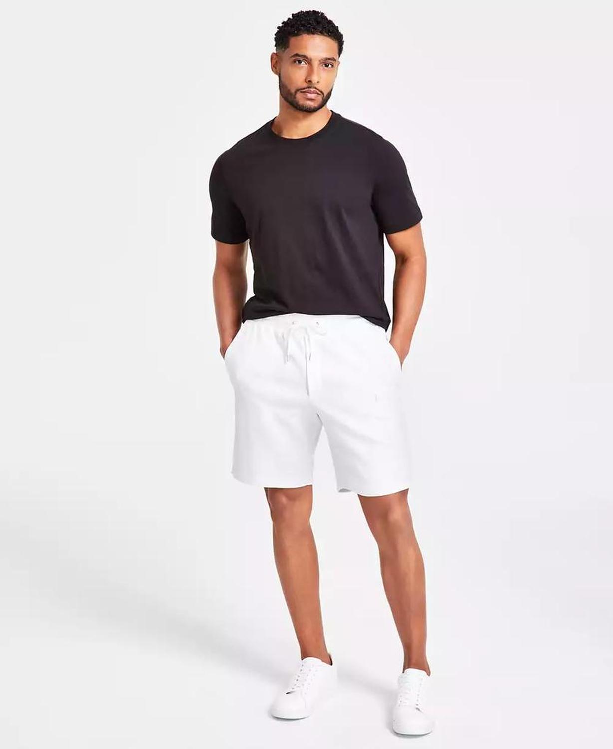 Men's Athletic-Fit Stretch Textured Logo 9" Shorts