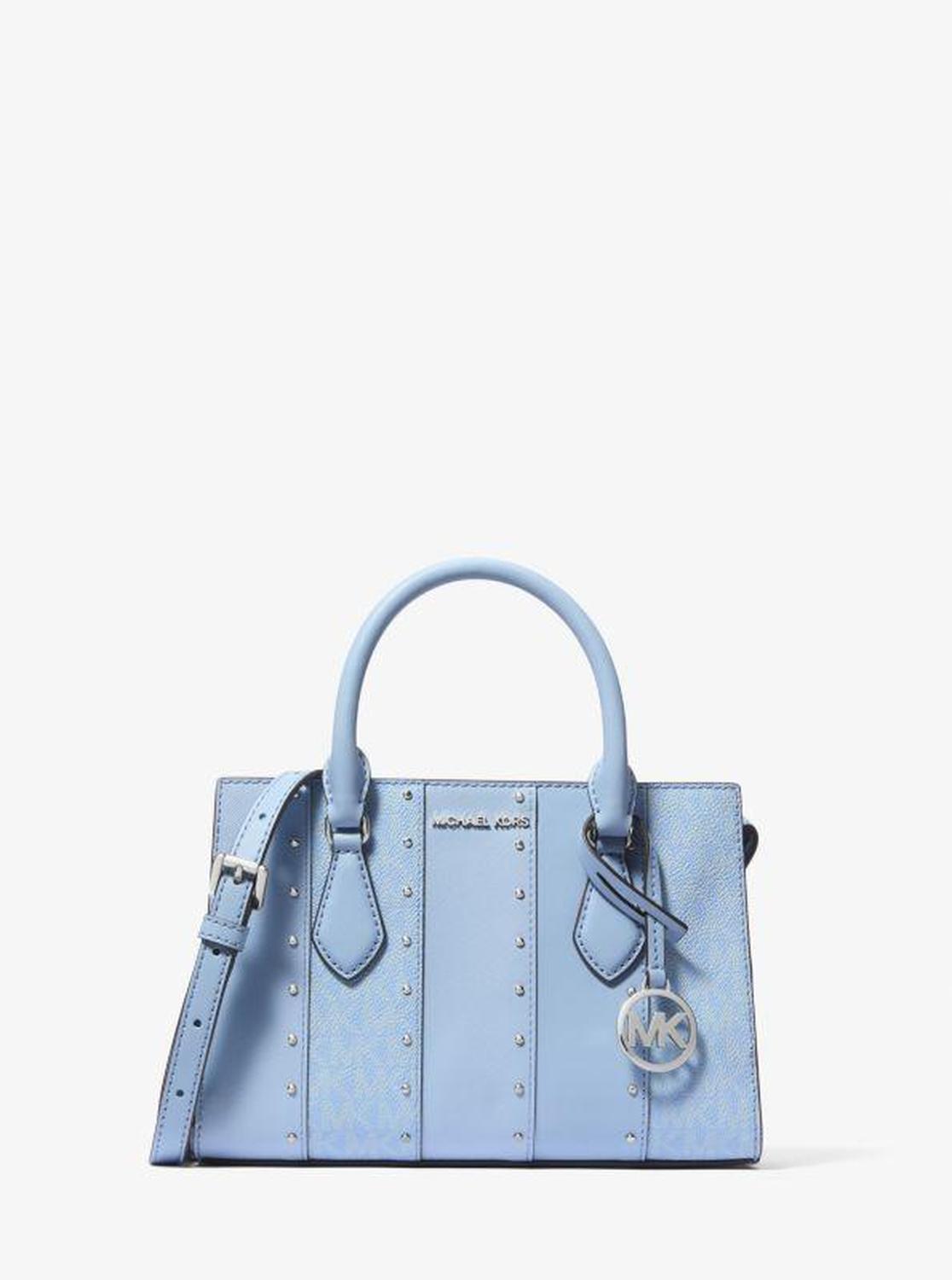 Sheila Small Studded Patchwork and Signature Logo Satchel