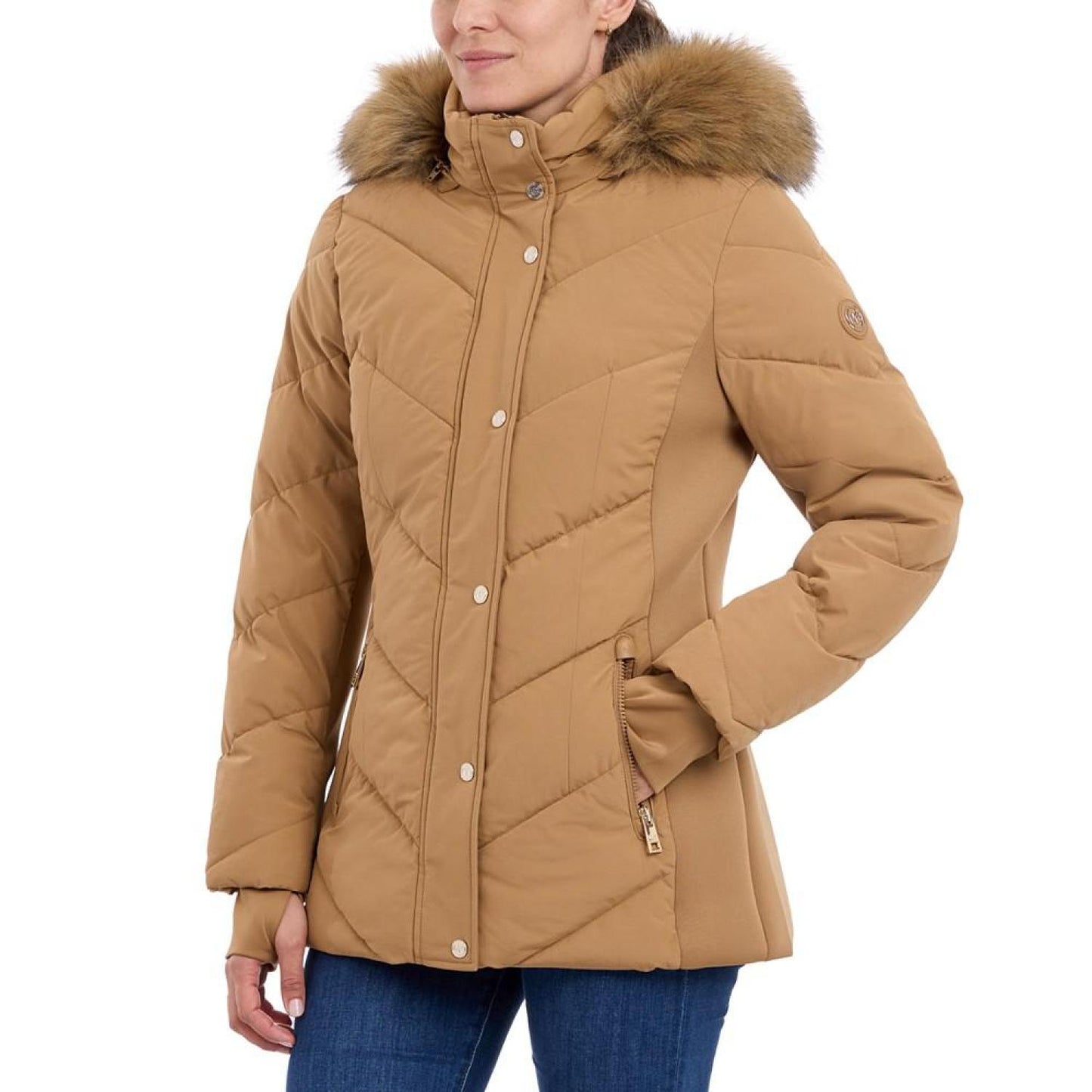Women's Faux-Fur-Trim Hooded Puffer Coat, Created for Macy's