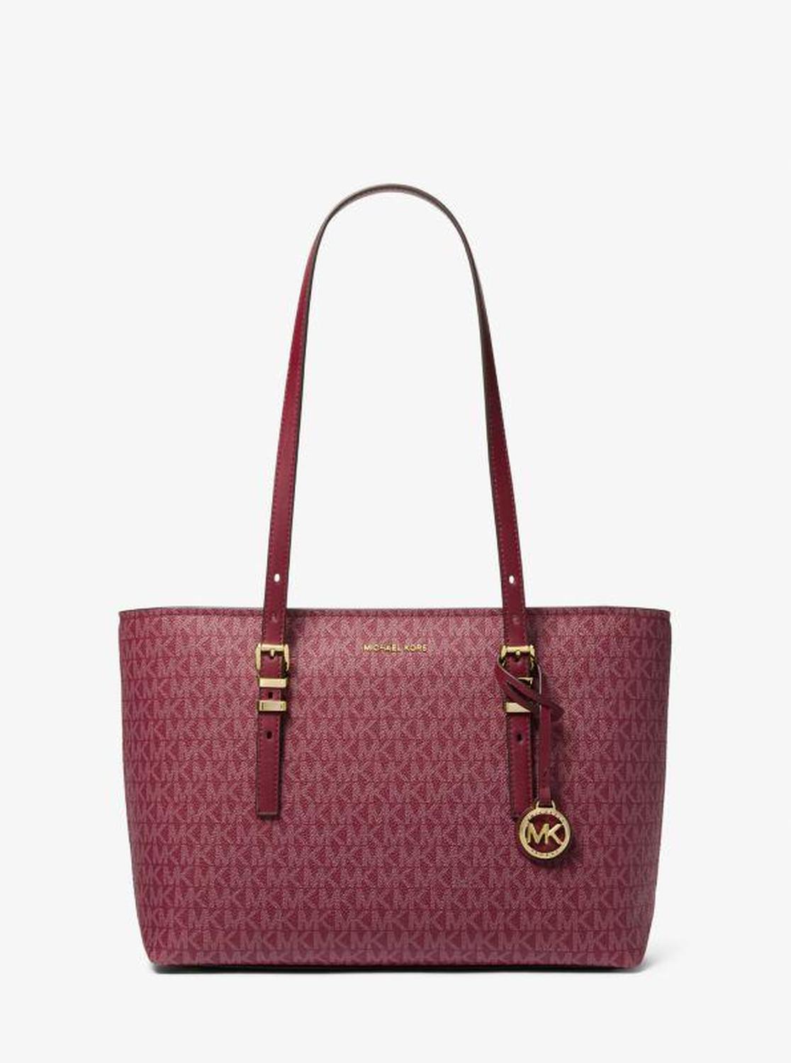 Quinn Medium Signature Logo and Leather Tote Bag