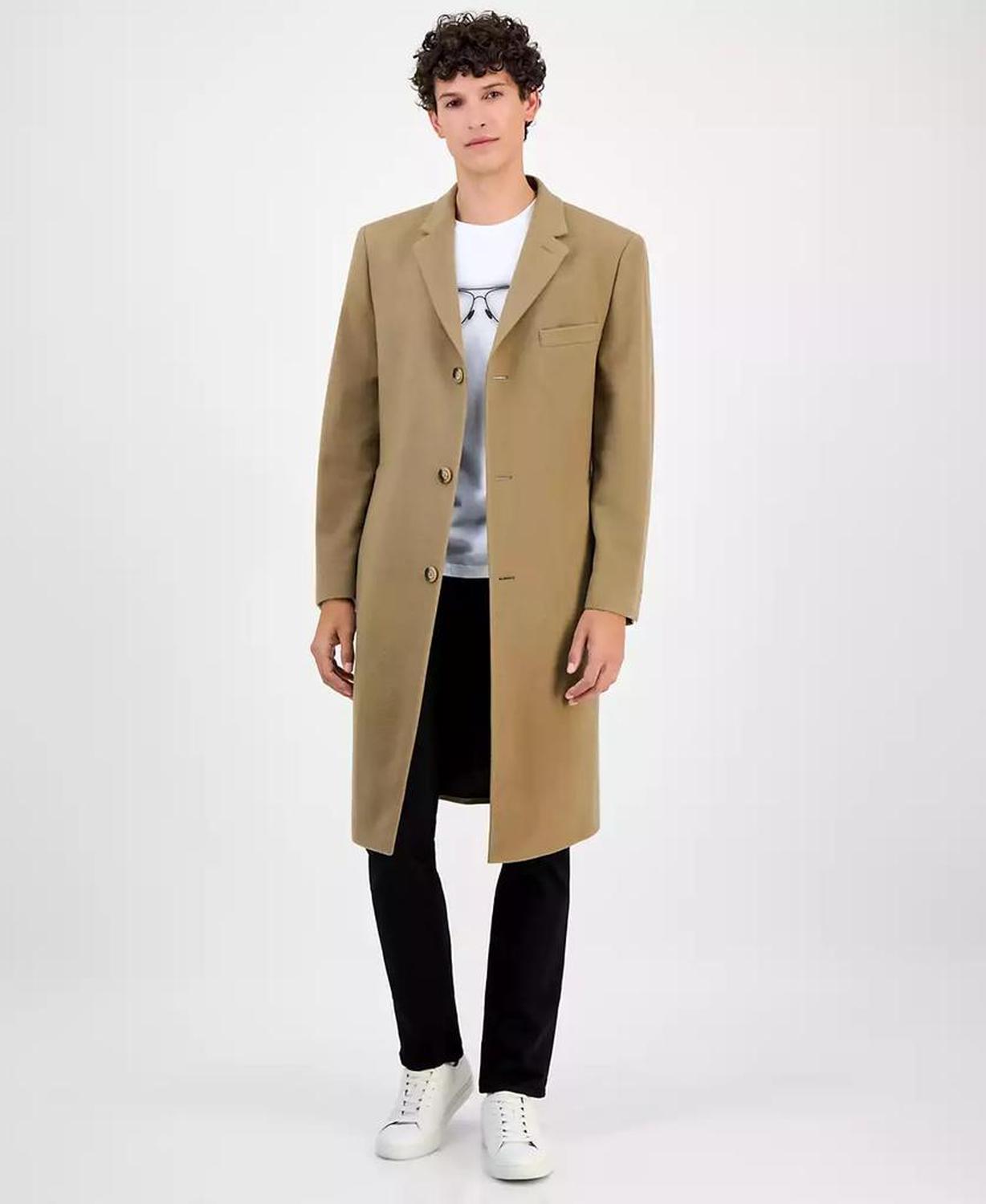 Men's Classic-Fit Solid Pure Cashmere Overcoat