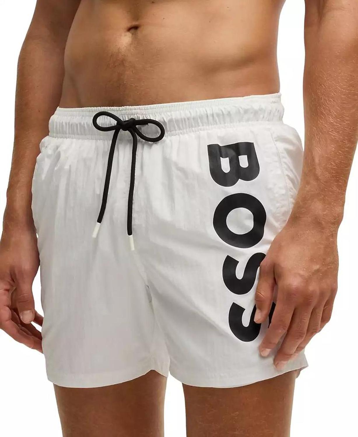 Men's Vertical Logo Print Swim Shorts