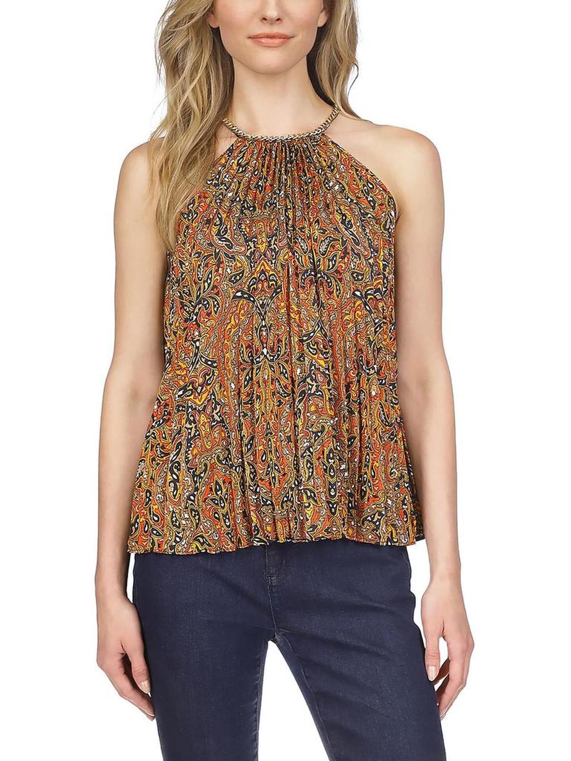 Womens Chain Pleated Tank Top