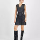 Women's Metallic Pleated V-Neck Mini Dress