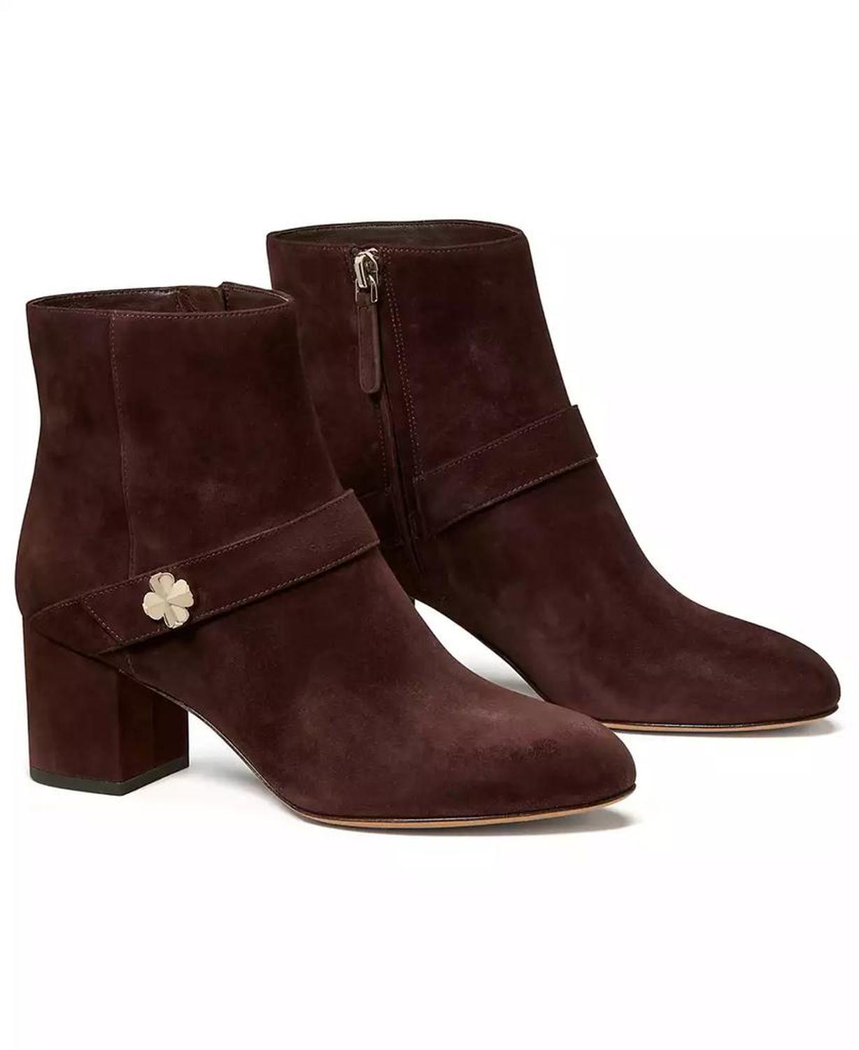Women's Spade Flower Block Heel Ankle Booties