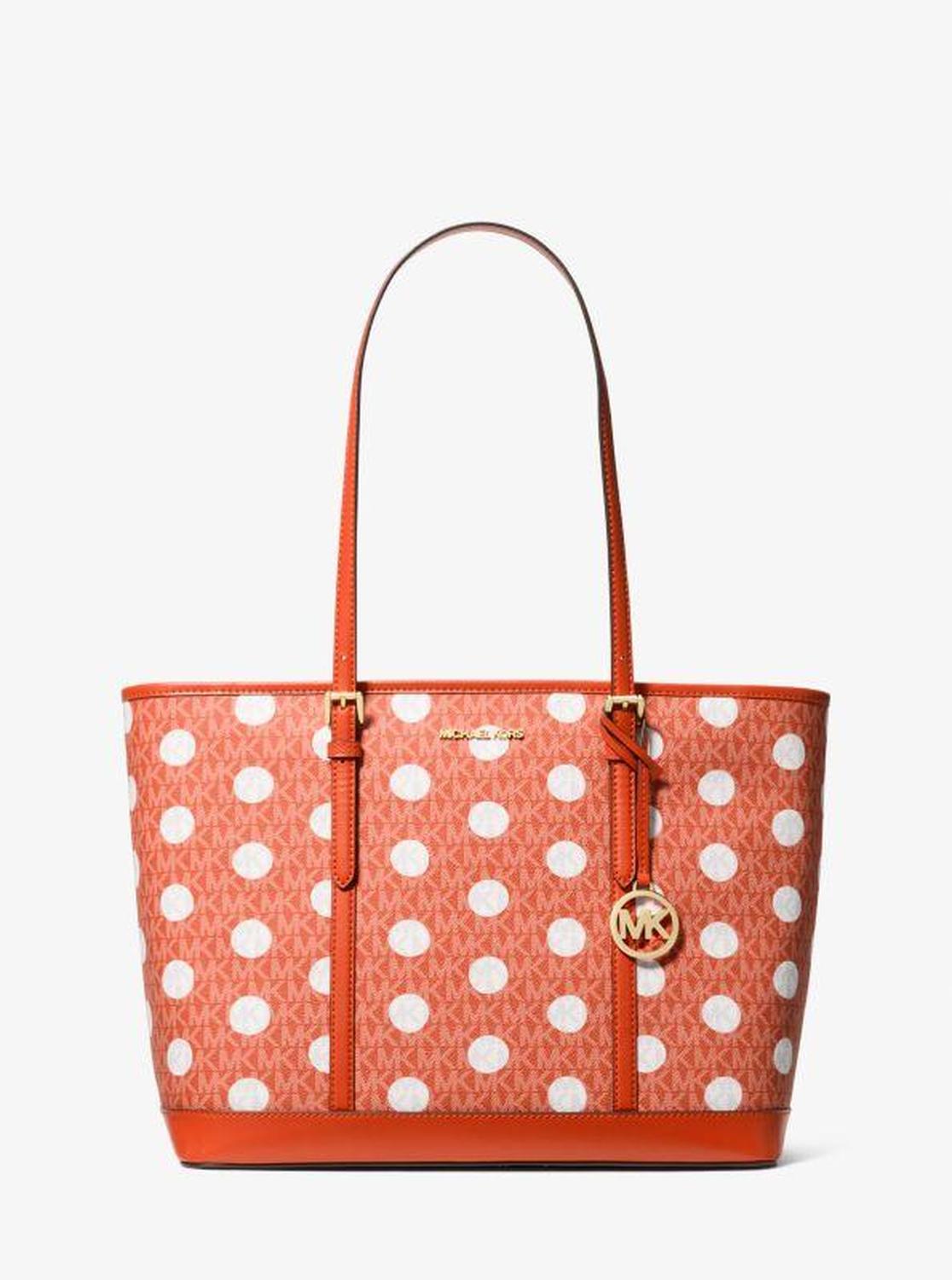 Jet Set Large Polka Dot Signature Logo Tote Bag