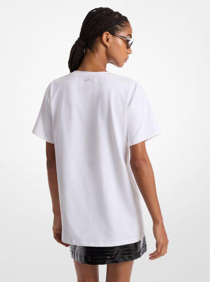 Crocodile Embossed Empire Monogram Stretch Cotton T-Shirt