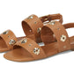 Spade Flower Stud Pebbled Leather Flat Sandal