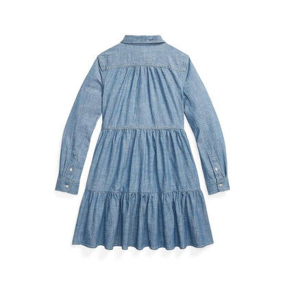 Tiered Chambray Shirtdress (Big Kids)