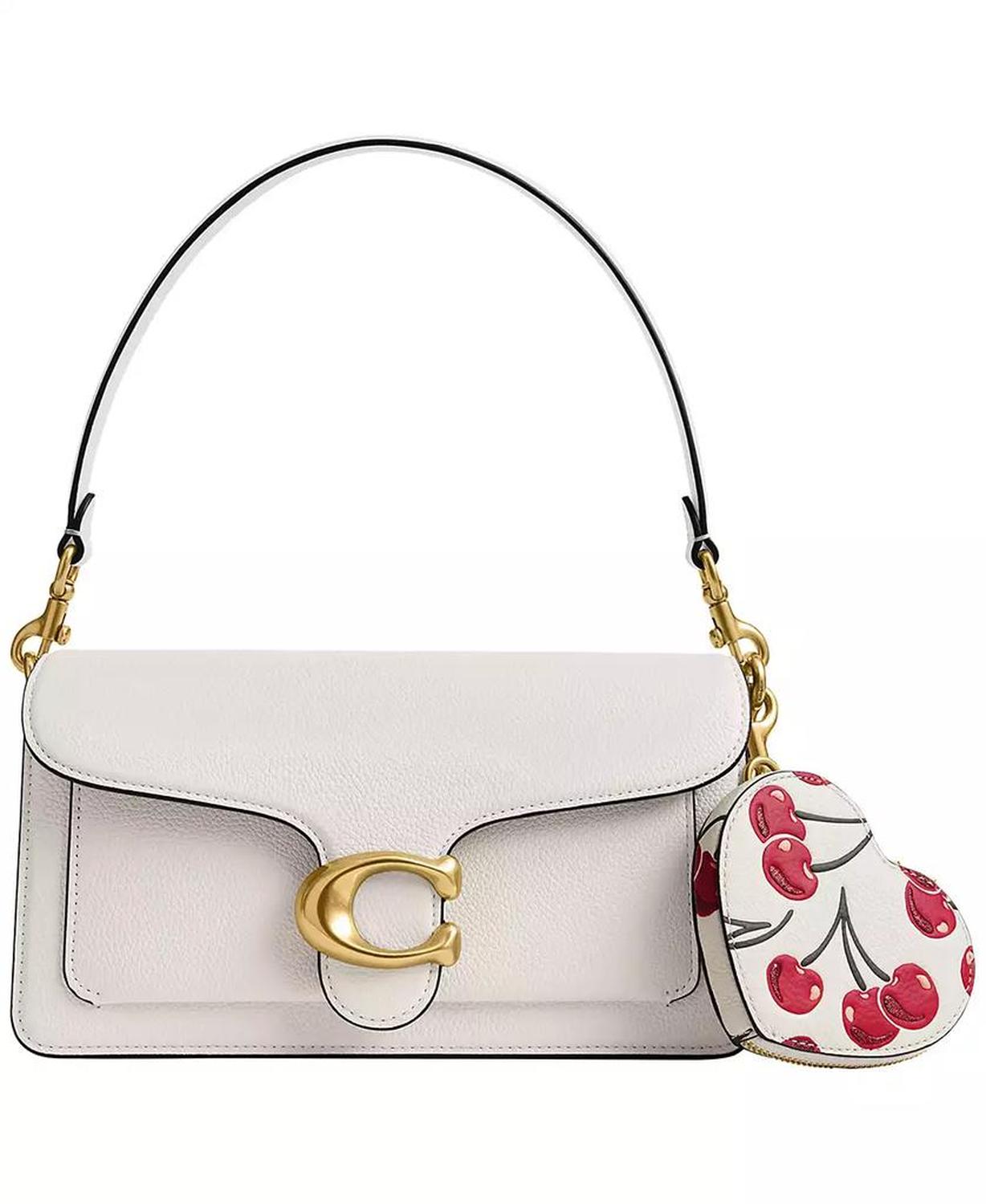 Boxed Cherry Print Leather Heart Coin Purse