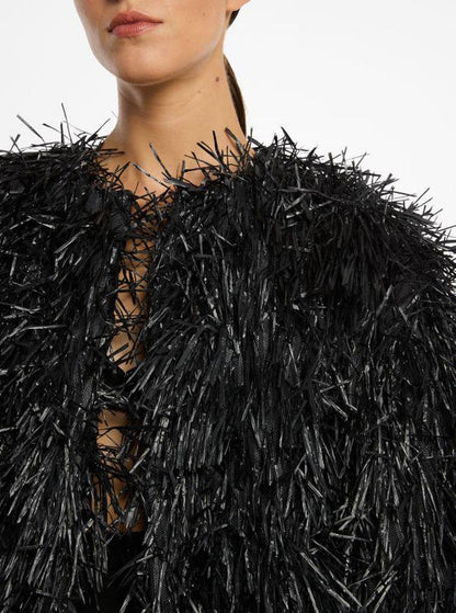 Hand-Embroidered Fringe Chubby Jacket