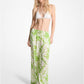 Palm Print Woven Wide-Leg Pants