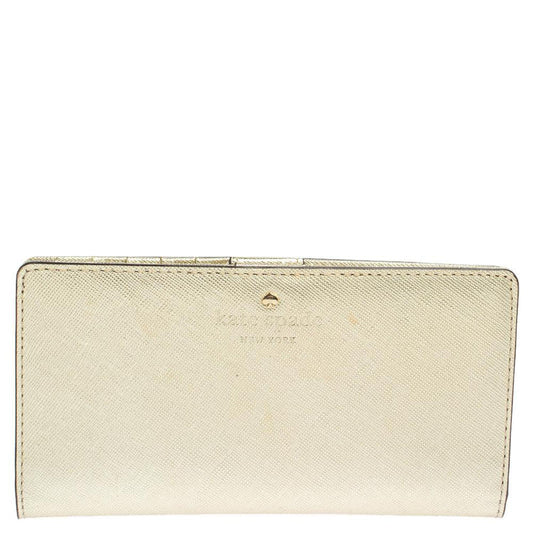 Kate Spade Metallic Gold Leather Long Flap Wallet