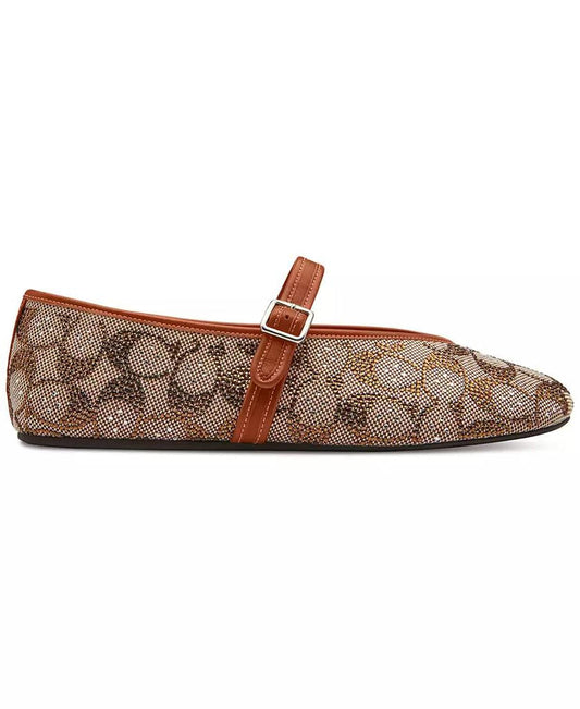 Women's Sculpted C Crystal Signature Jacquard Soft Mary Jane Flats