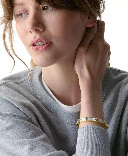 Imitation Pearl Gold Hinge Bangle Bracelet