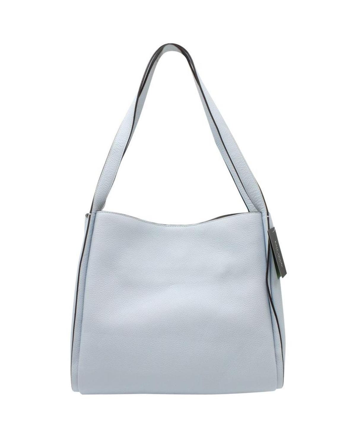 Baby Blue Pebbled Leather Tote Bag