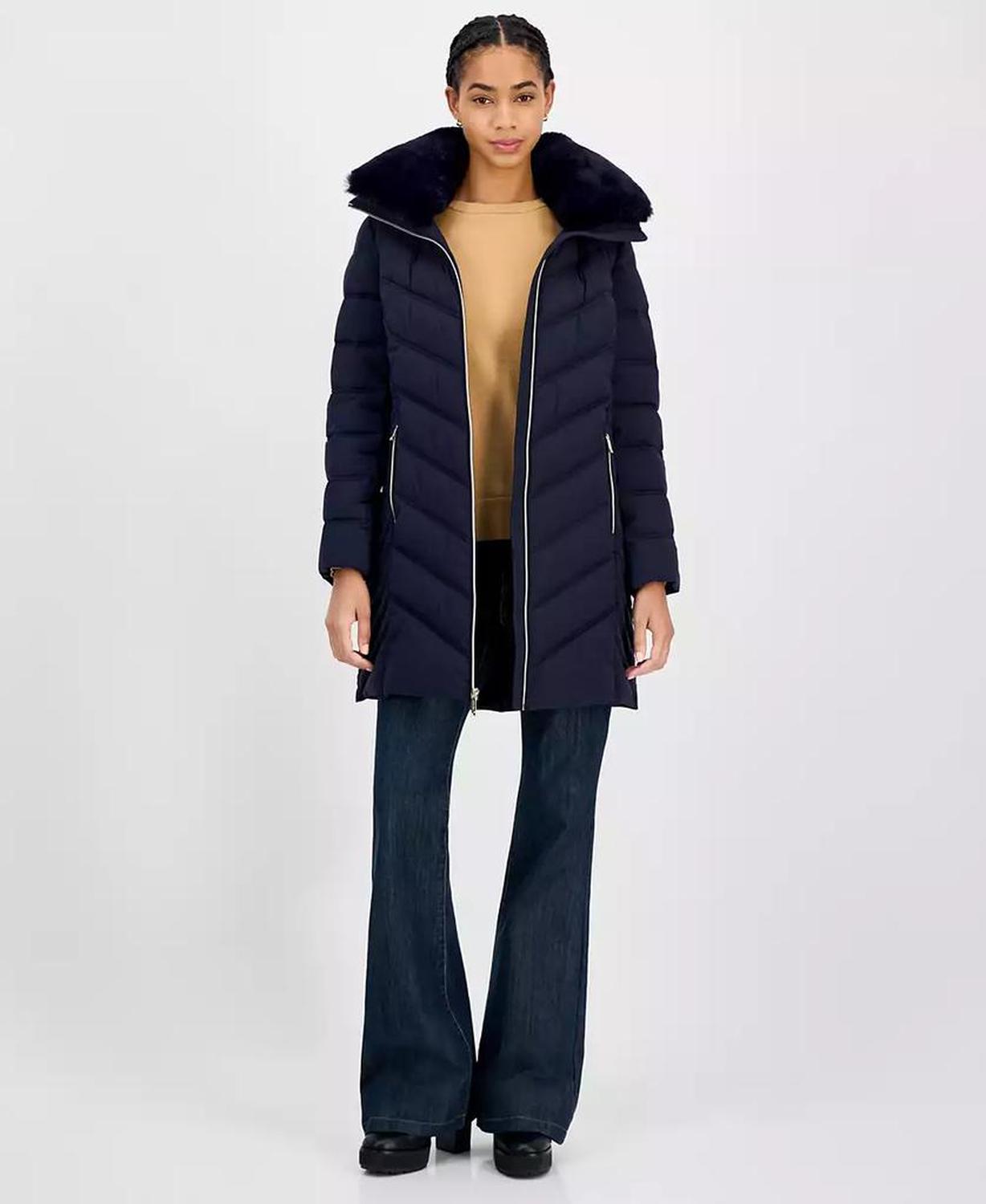 Women's Faux-Fur-Trim Hooded Puffer Coat
