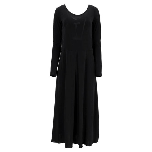 Leisure Pleated Jersey Maxi Dress in Black Viscose