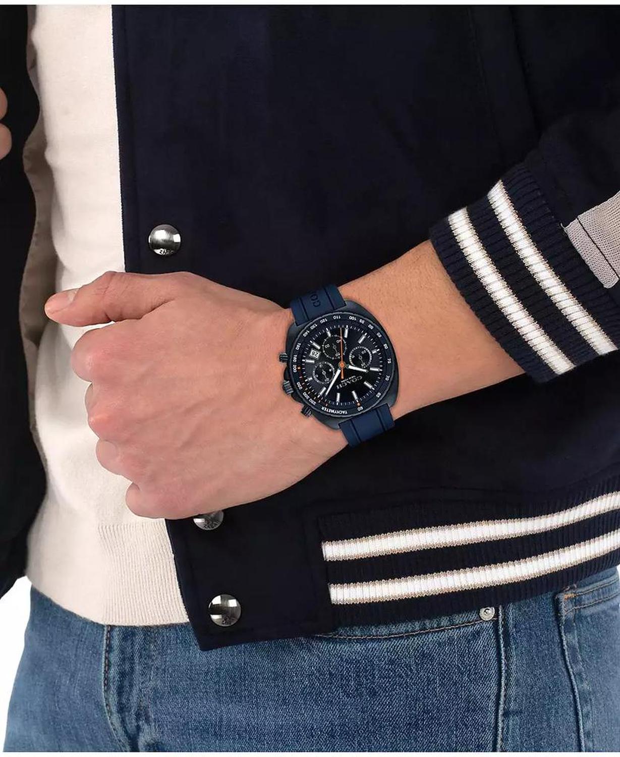 Men's Charter Blue Silicone Strap Watch 44.5mm