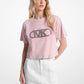 Studded Garment-Dyed Cotton Cropped T-Shirt