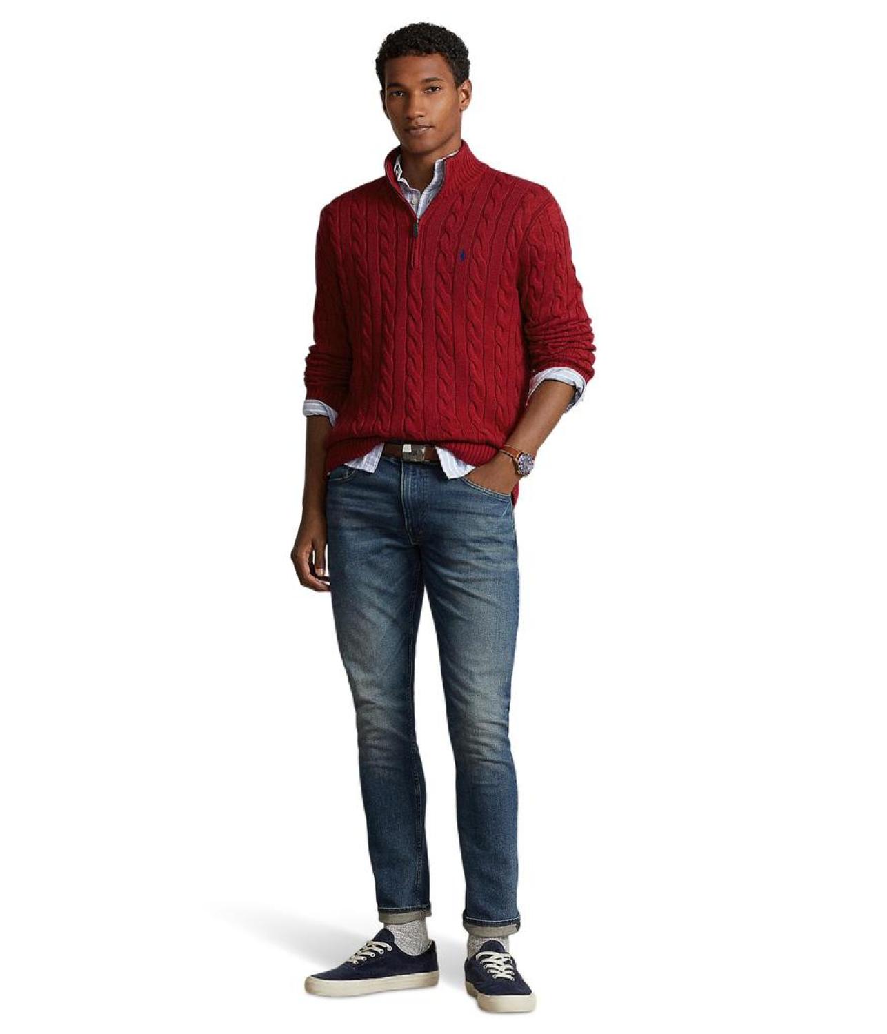 Long Sleeve Cotton Cable 1/2 Zip