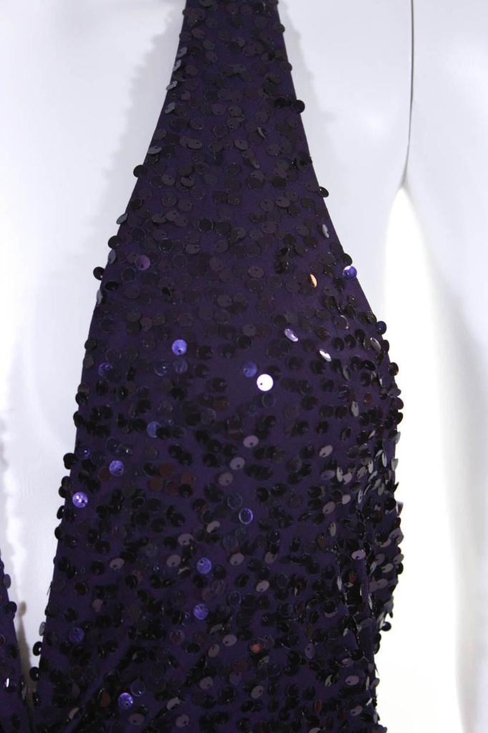 Michael Kors Purple Sequin Halter Gown