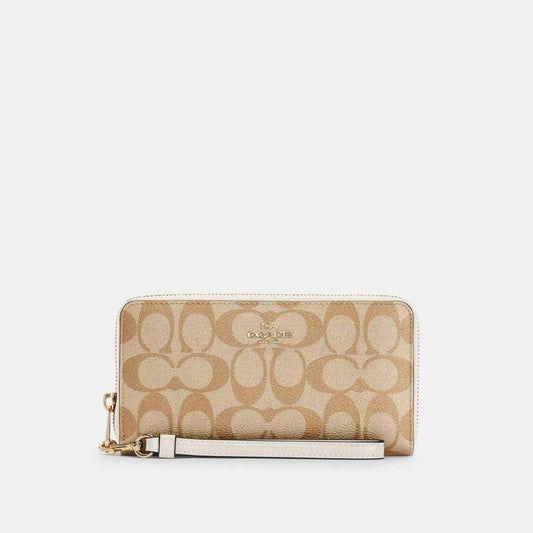Coach Outlet Long Zip Around Wallet In Signature Canvas