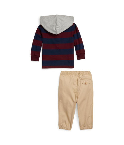 Cotton Hooded Rugby Shirt & Pants Set (Infant)