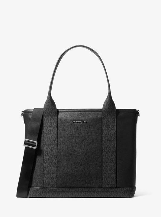 Hudson Leather and Signature Logo Work Tote Bag
