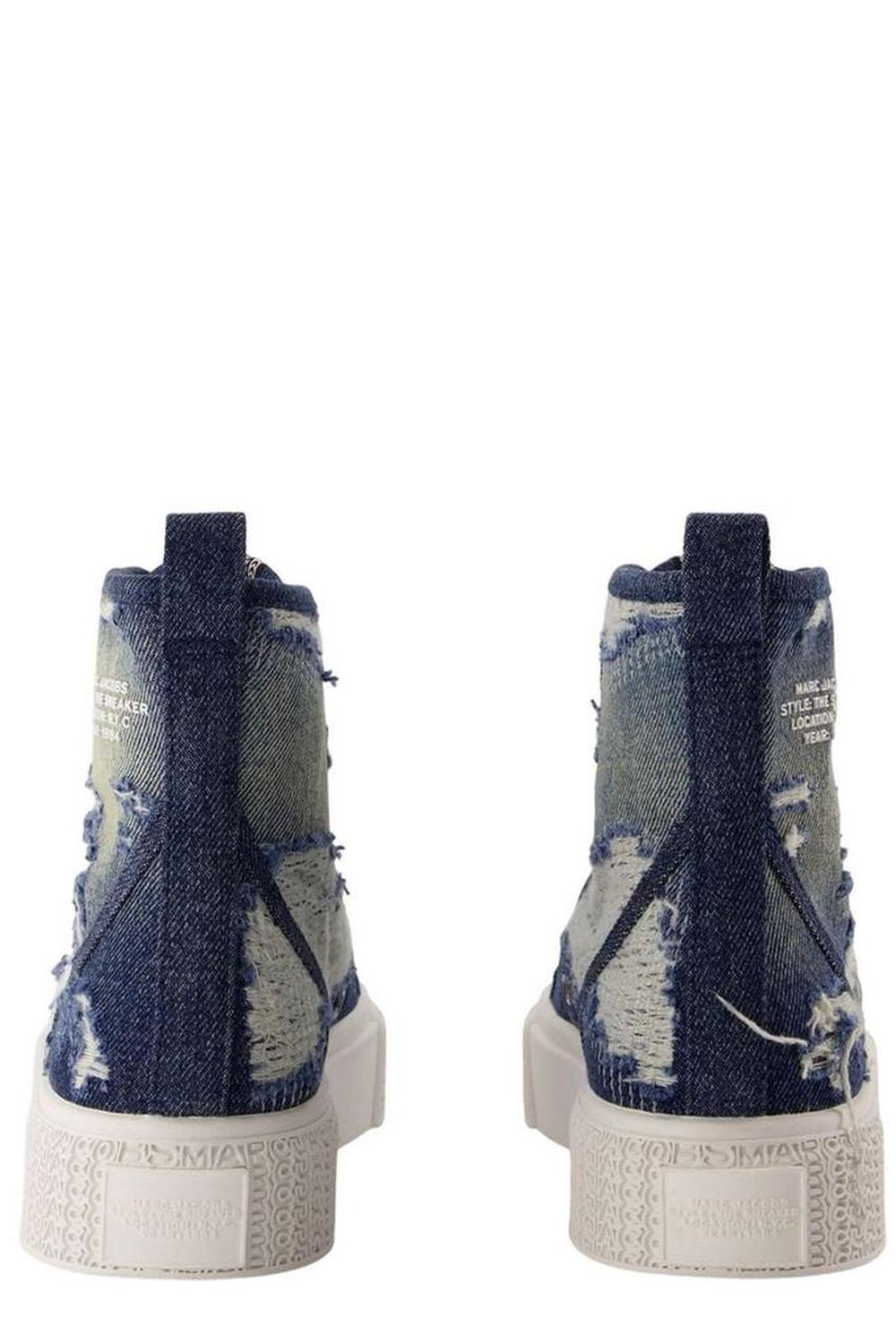 Marc Jacobs The Rip And Tear Denim Lace-Up Sneakers