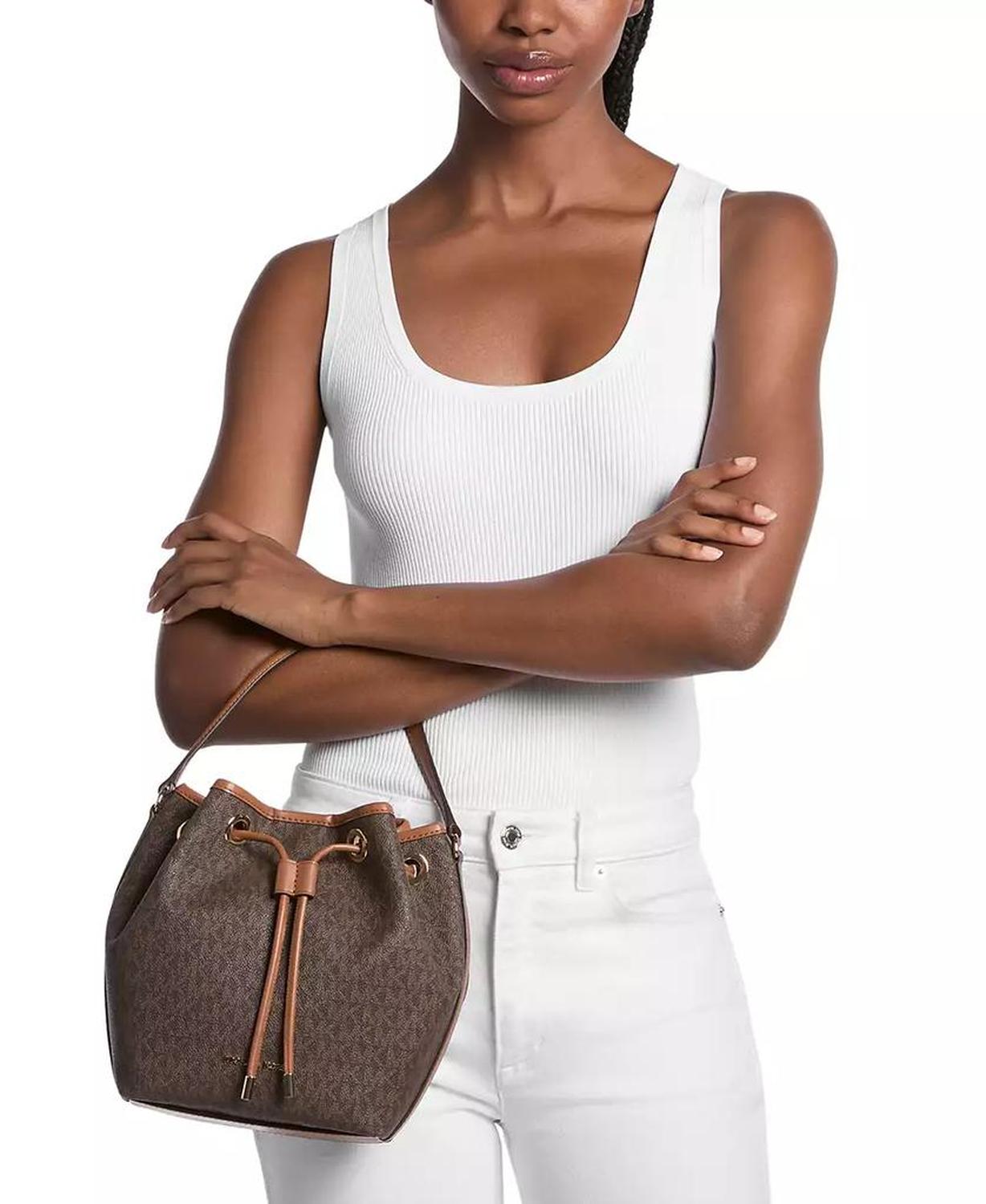 Michael Kors Women's Medium Signature Logo Bucket Messenger Handbag