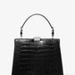 Simone Crocodile Embossed Leather Satchel