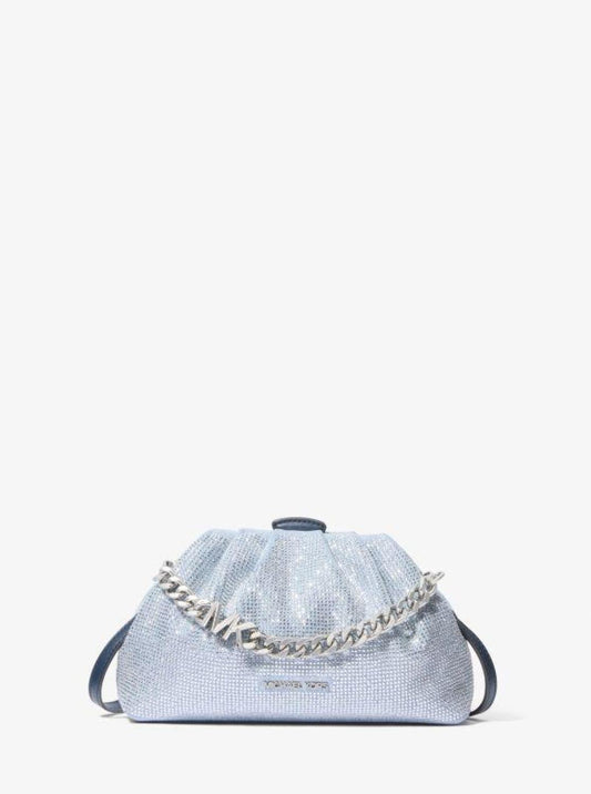 Nola Small Crystal Embellished Washed Denim Crossbody Bag