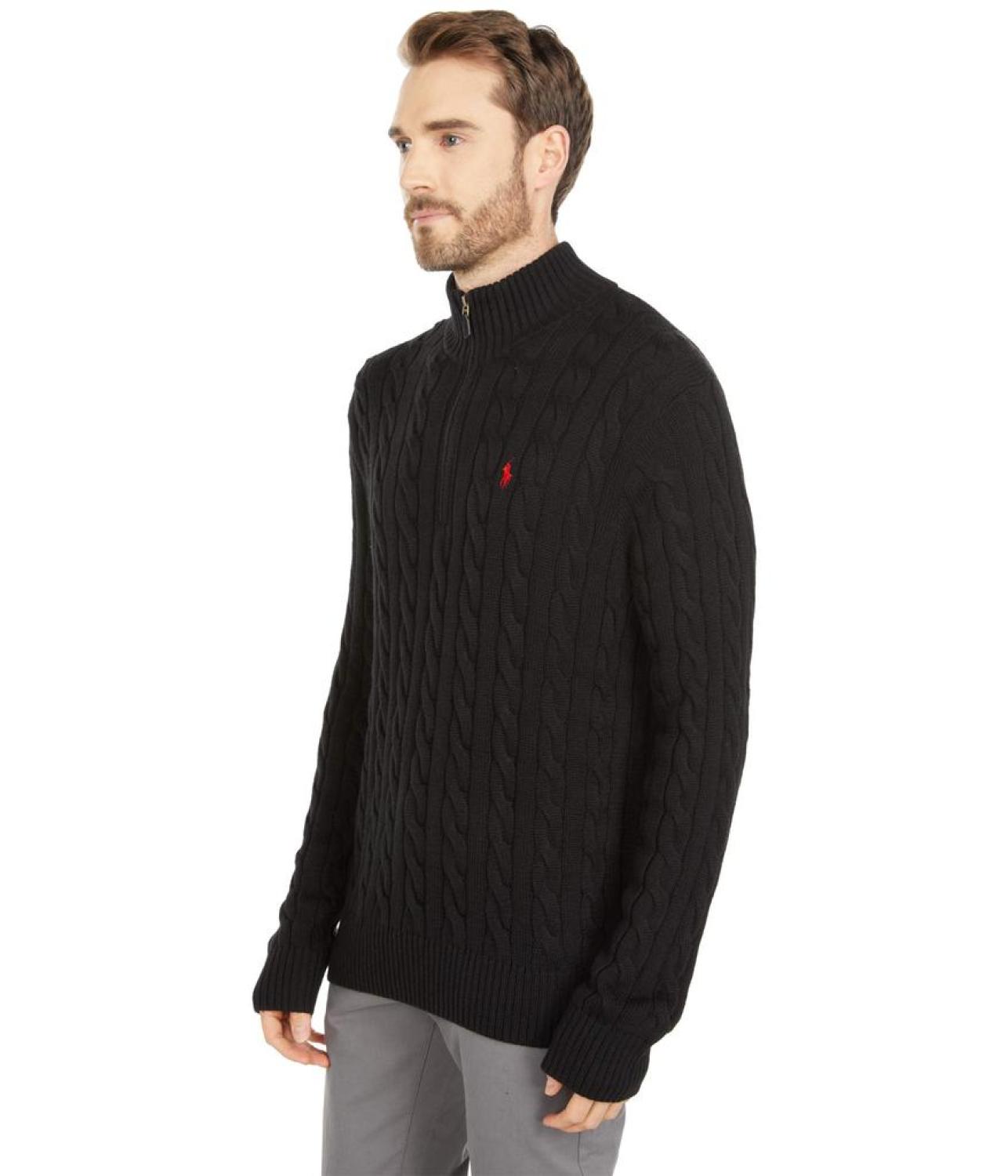 Long Sleeve Cotton Cable 1/2 Zip
