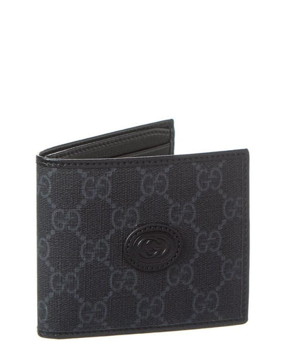 Gucci Interlocking G GG Supreme Canvas & Leather Bifold Wallet