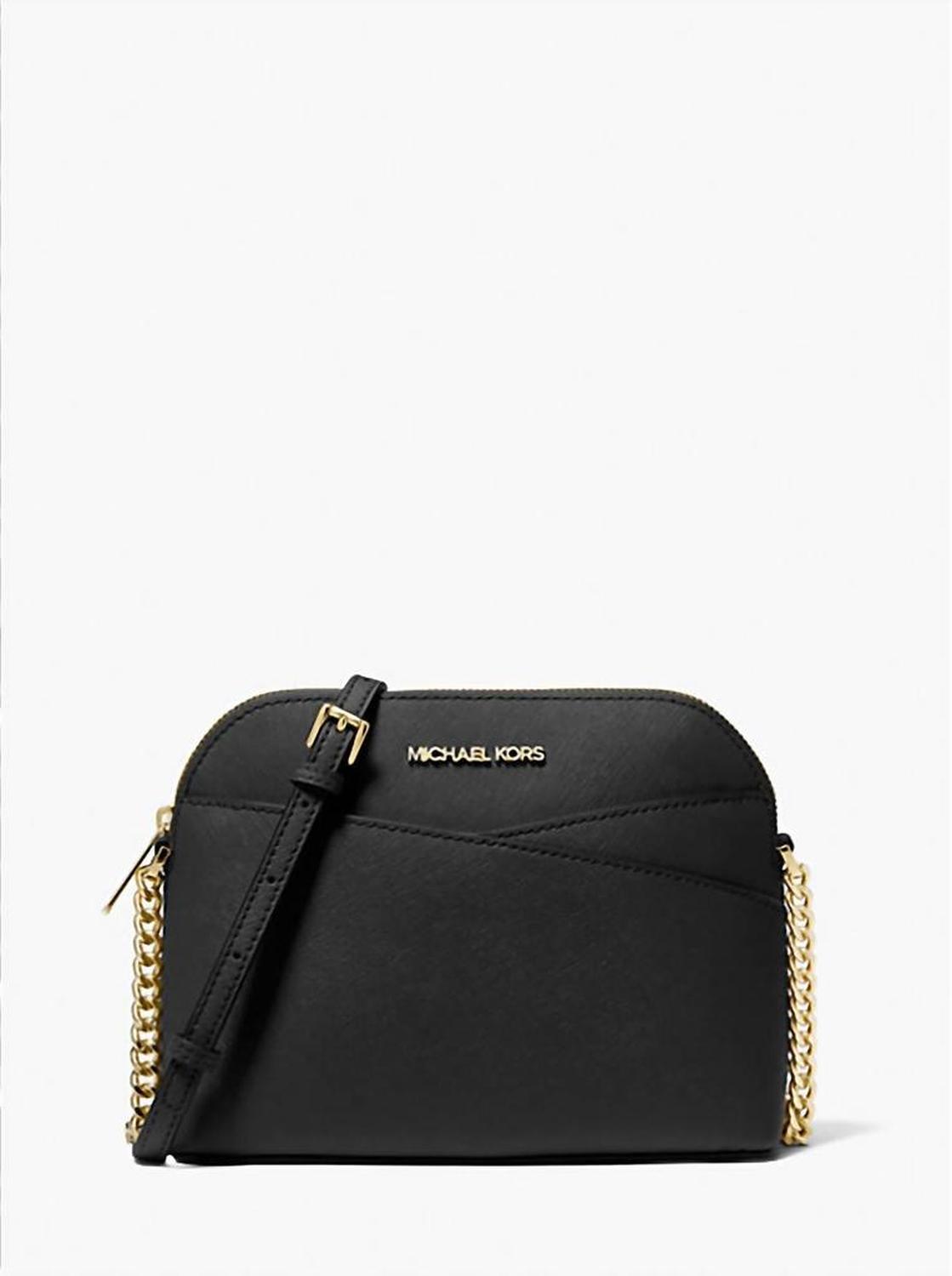 Jet Set Travel Medium Logo Dome Crossbody Bag (Vanilla) In Black/ Gold
