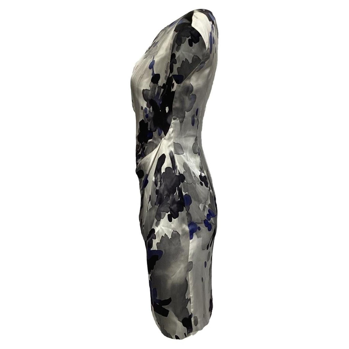 Printed Dress in Blue Silk