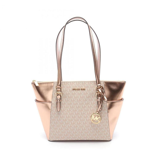 gold Coated Canvas Leather Tote Bag (Pre-Owned)