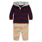Cotton Hooded Rugby Shirt & Pants Set (Infant)